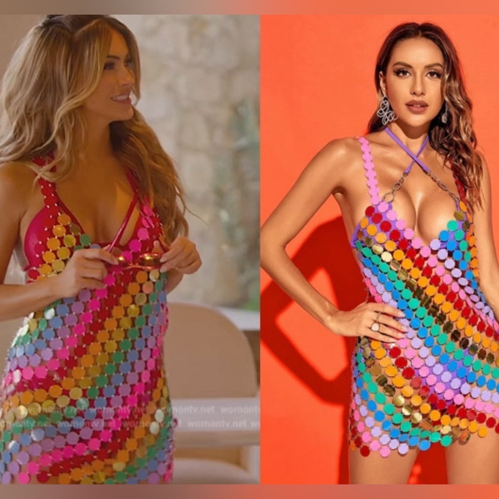 Irene Chainmail Mini Dress in Rainbow